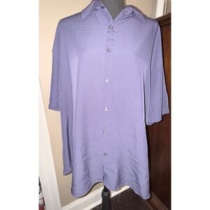 Unbranded Button Down Shirt Womens XXL Purple Good Short Sleeve Oversized Casual